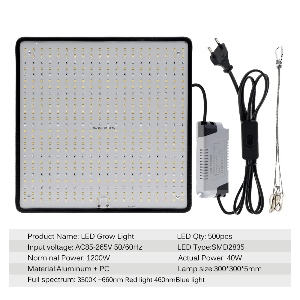 LED Grow Light Full Spectrum Phyto Lamp AC85-240V 40W for Indoor Grow Tent Plants Growth Light