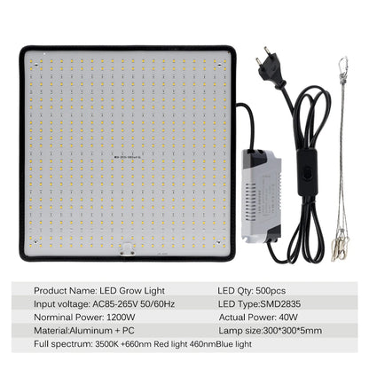 LED Grow Light Full Spectrum Phyto Lamp AC85-240V 40W for Indoor Grow Tent Plants Growth Light