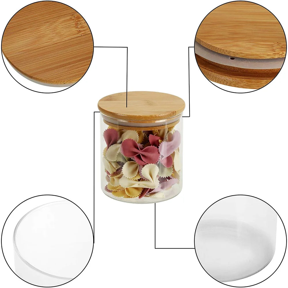 HarvestJar 5er Set | Premium Glas-Aufbewahrungsbehälter mit Bambusdeckel